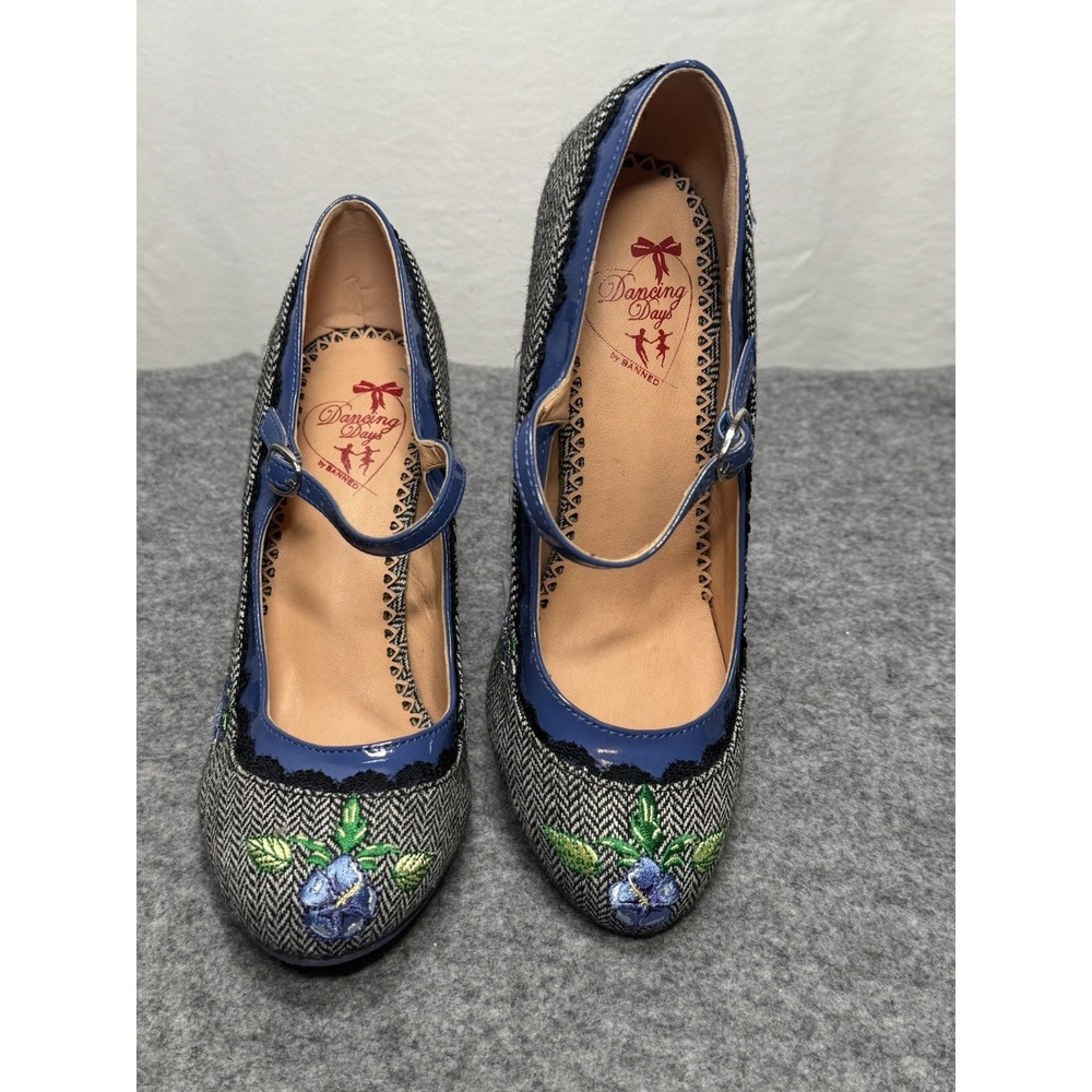Dancing Days By Banned Embroidered Heels Shoes Women's Size 6.5 Us 37 EU